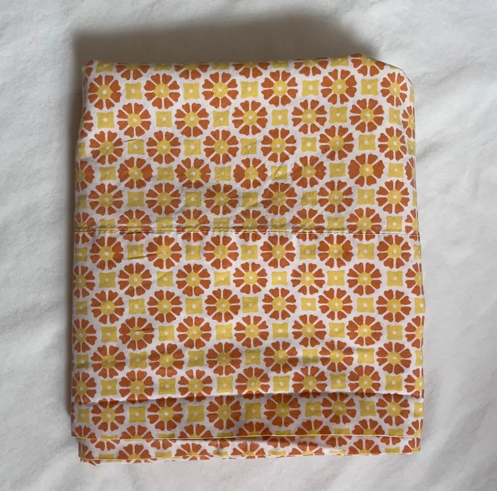 Pottery Barn Standard Pillowcase Vintage-Inspired Floral Orange Yellow